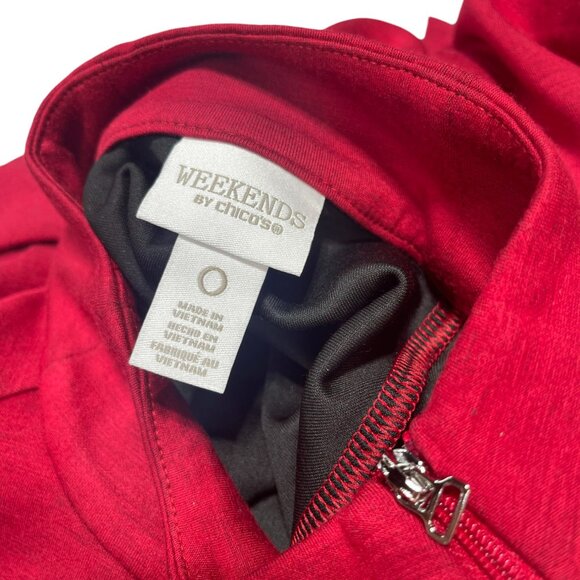 Womens Weekends by Chicos Double Knit Zip Mock Size 0 Razzle Red - Picture 2 of 11